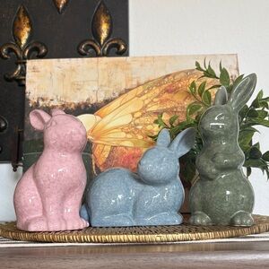 🛑SOLD🛑🆕Sold Out Almost Everywhere 3 Pastel Ceramic Bunnies